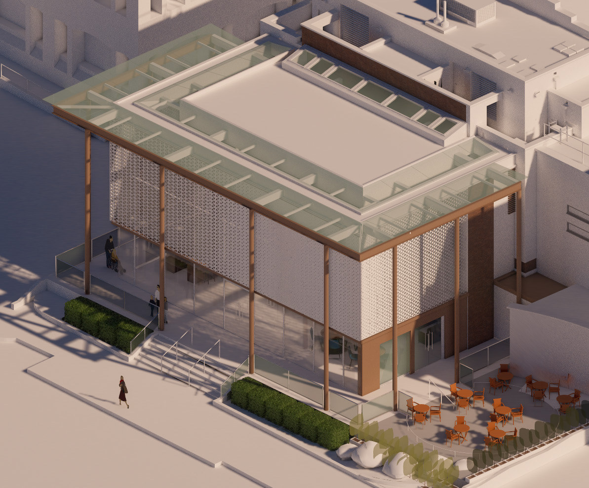 Aerial render of The Capitol with new screen