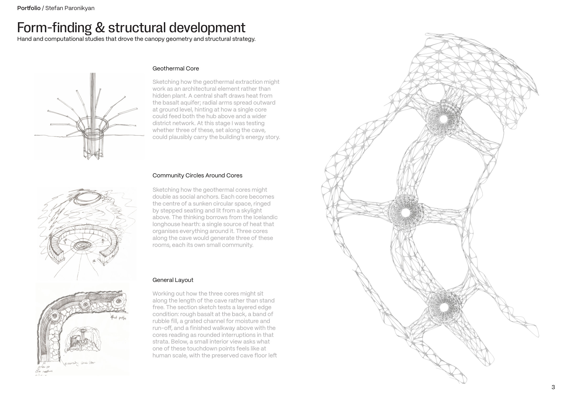 Form-finding sketches and computational lattice study